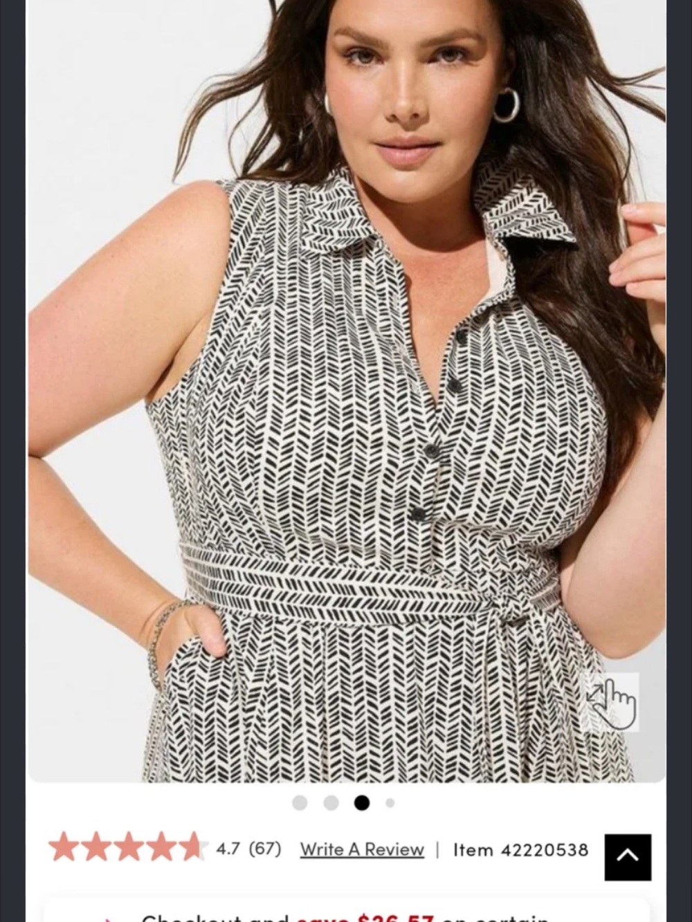Torrid Sleeveless Black & White Printed Belted Dress